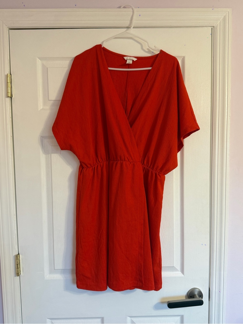 H&M Vibrant Red Wrap-Style Short Sleeve Dress